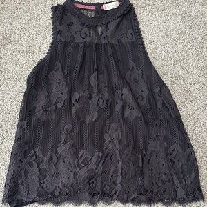 Altar'd State Black Floral Lace High-Neck Camisole